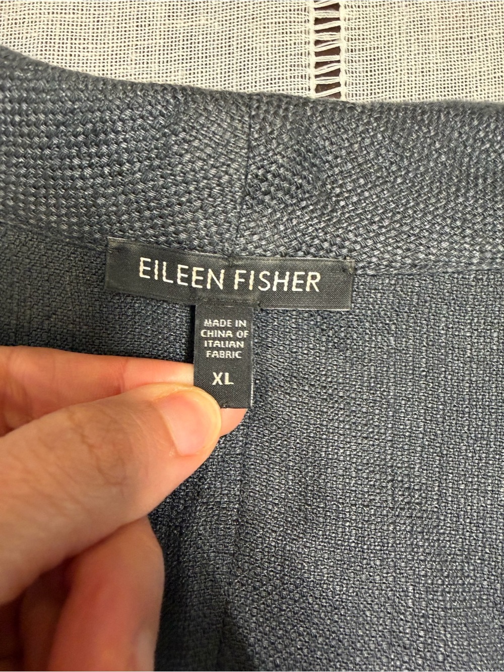 Eileen Fisher Jacket Gray Linen Blend Sz Xl Lagenlook Minimalist Open Front - Picture 7 of 14